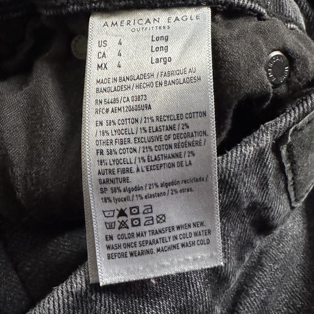 American Eagle Curvy 4 Long Black Baggy Wide Leg Jeans Super High Rise Y2K - Picture 15 of 16